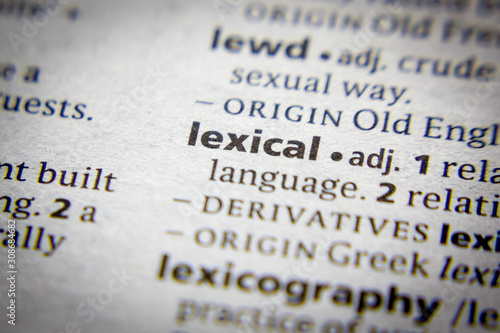 Word or phrase Lexical in a dictionary. photo