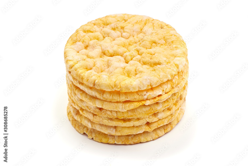 Corn cakes, isolated on white background Corn cakes, isolated on white background