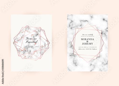 WEDDING Invitations Rose Gold Marble Vector