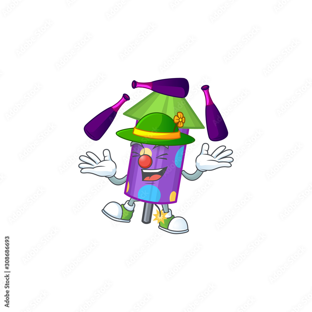 Super cool Juggling dot fireworks rocket mascot cartoon style Stock Vector  | Adobe Stock