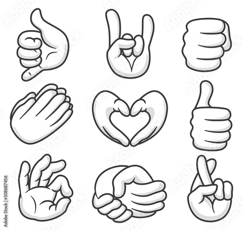 Cartoon hand gesturing set