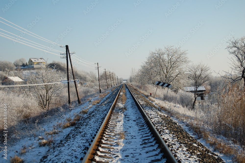 Fototapeta premium railroad tracks in winter