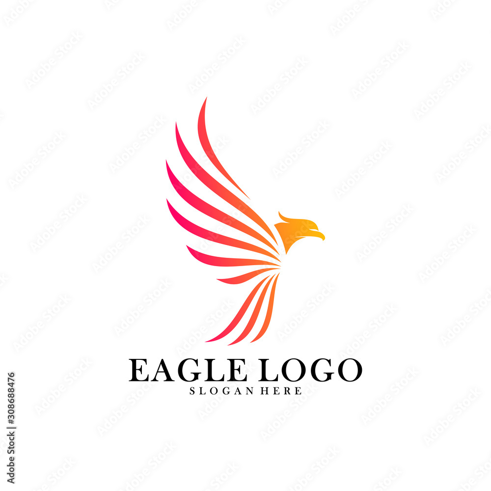 Fototapeta premium Eagle logo design vector, Phoenix logo concept, Simple Eagle logo template, Icon Symbol, Creative design