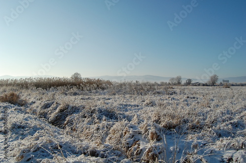 winter landscape with blue sky 