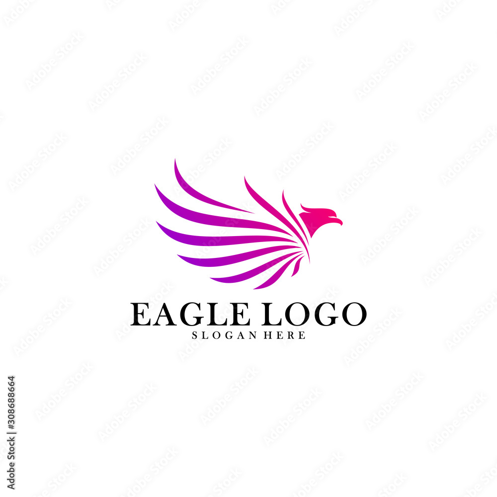 Obraz premium Eagle logo design vector, Phoenix logo concept, Simple Eagle logo template, Icon Symbol, Creative design