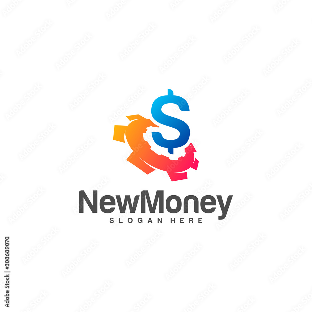 Gear money logo design concept vector, Simple Money gear logo template, Icon Symbol, Creative design Gear money logo design concept vector, Simple Money gear logo template, Icon Symbol, Creative design