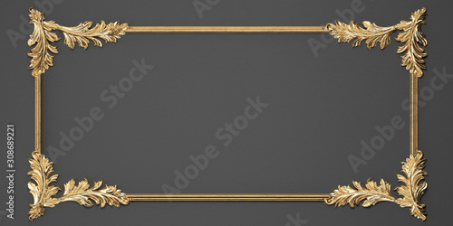 stucco molding, gold frame