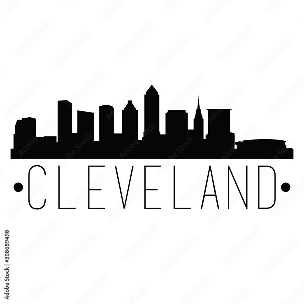 Cleveland Ohio Skyline. Silhouette City Design Vector Famous Monuments.