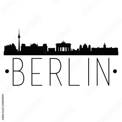 Berlin Germany City. Skyline Silhouette City Design Vector Famous Monuments.