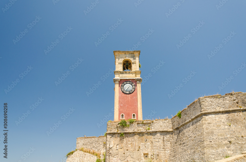 Clock Tower in the Old Fortress, in Corfu, Greece