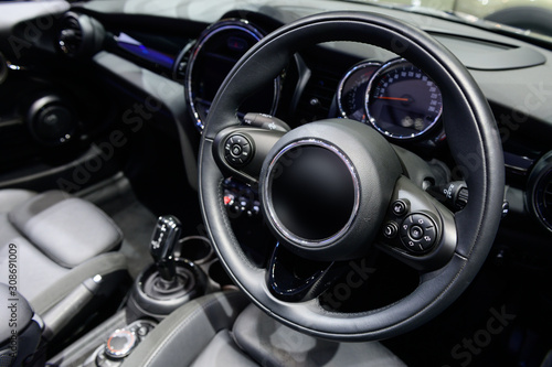 Inside luxury car interior dashboard