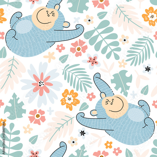 Gorilla seamless pattern for kids
