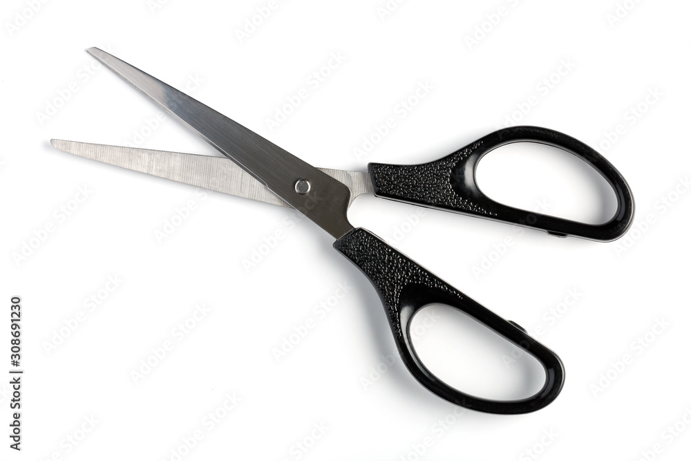 Scissors in the open on a white background, isolated Scissors in the open on a white background, isolated