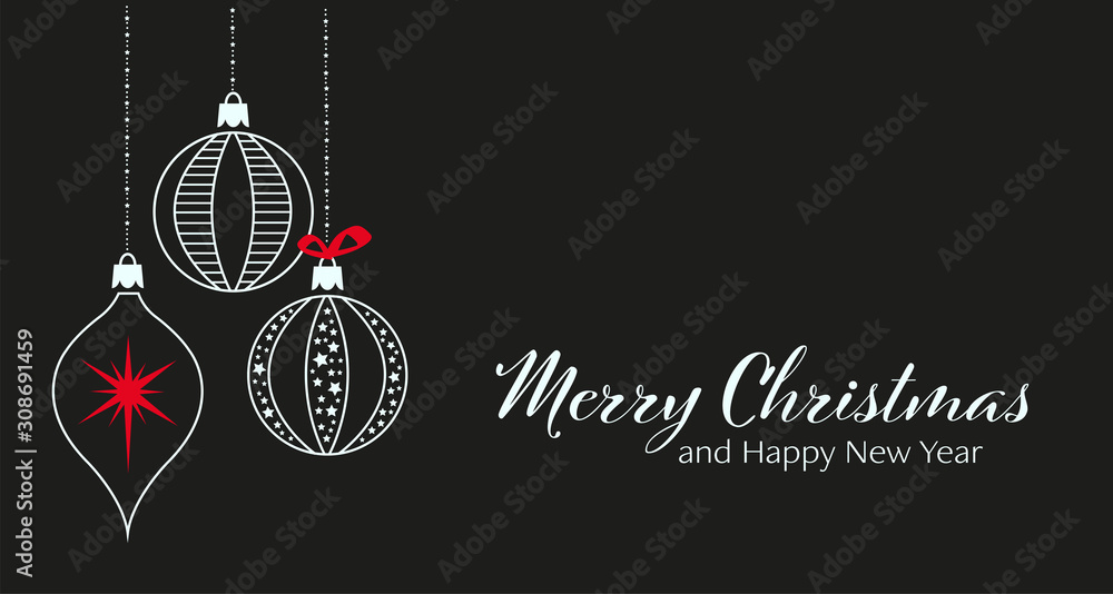 Christmas decorative banner with Merry Christmas text 