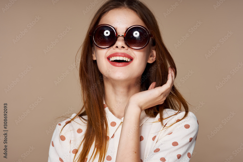 portrait of young woman with glasses portrait of young woman with glasses