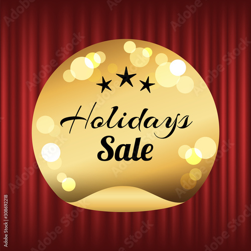 Hot price, big sale, best offer vector, isolated offer badge with proposition flat style. Red curtain background for label or sticker, shop or store holidays sale deals and clearance