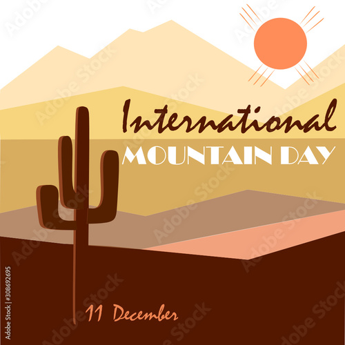 Holiday International Mountain Day Vector Illustration. Suitable for creative greeting card, poster and banner for web design.  Cartoon Calendar for each day on december 11. Flat illustration top view