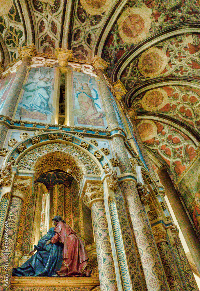 Détail de la rotonde des Templiers dans le couvent du Christ à Tomar, Portugal