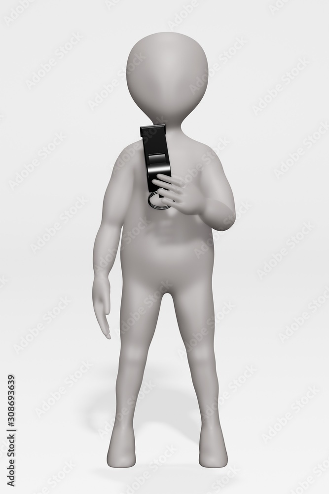 3D Render of Cartoon Character with Whistle 3D Render of Cartoon Character with Whistle