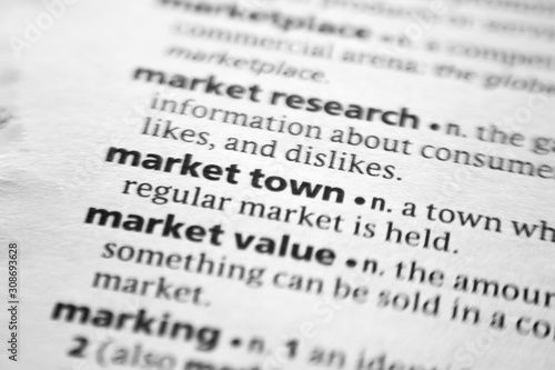 Word or phrase Market town in a dictionary.