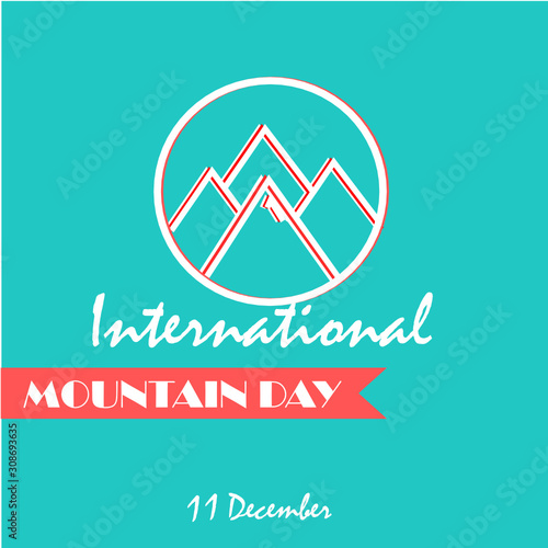 Holiday International Mountain Day Vector Illustration. Suitable for creative greeting card, poster and banner for web design.  Cartoon Calendar for each day on december 11. Flat illustration top view