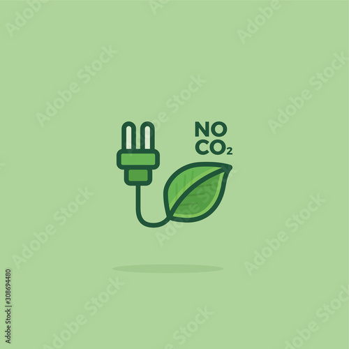 Vector Green Plug with Leaf Icon
