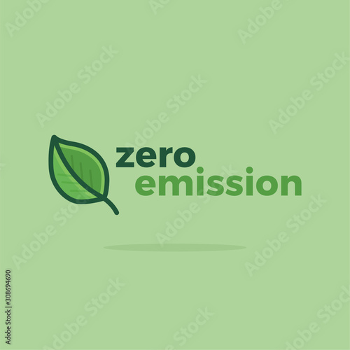 Vector Zero Emission with Leaf Icon