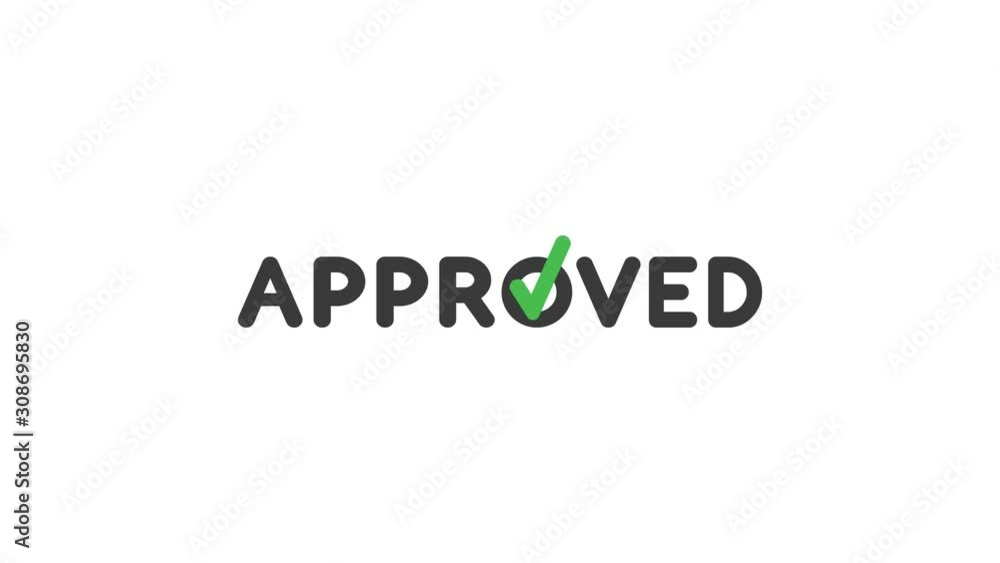 Animation of approved word with check mark on white background. Animation of approved word with check mark on white background.