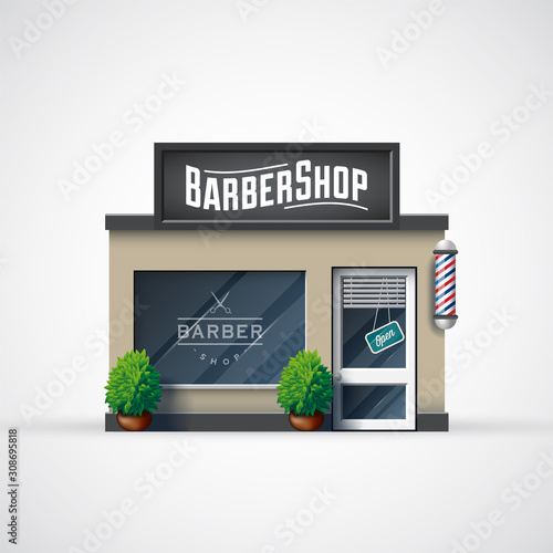 Barbershop icon. Shop facade icon