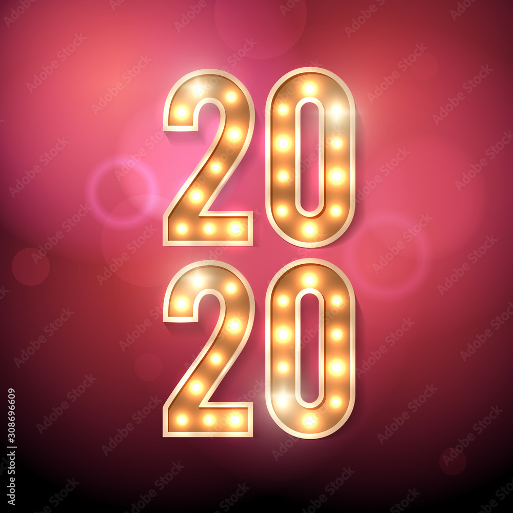 New Year 2020 with Marque Light bulb Effect New Year 2020 with Marque Light bulb Effect