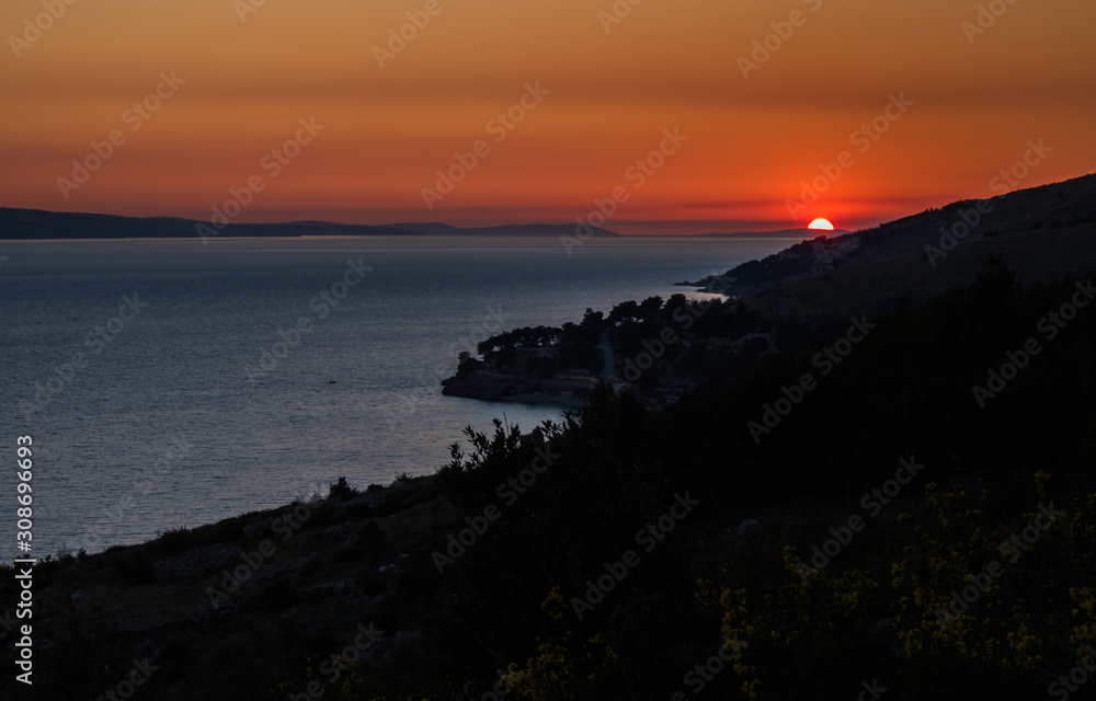 Amazing sunset on the beach