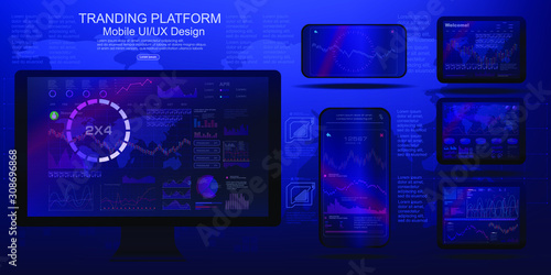 Trade UI, great design for any purposes. Trade concept. Web site screen template. forex market, news and analysis. binary option. Application for investment and online trading ,tablet, smartphone, pc.