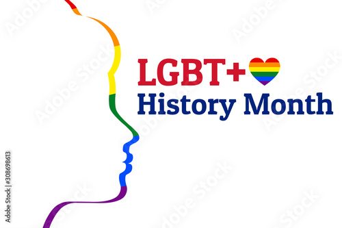 LGBT History Month. Concept of annual month-long observances with traditional rainbow colors. Template for background, banner, card, poster with text inscription. Vector EPS10 illustration.