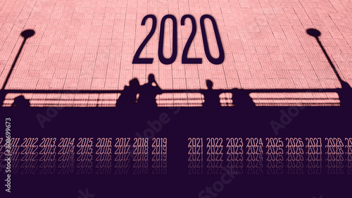 Happy New Year 2020 - concept new years eve future celebration festival holiday event text copy space design illustration holiday greeting card template outlook prospect silhouette background turn