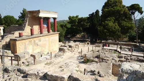 HERAKLION, GREECE - JUNE 05, 2019: casual view on the Knossos temple ruins and visitors