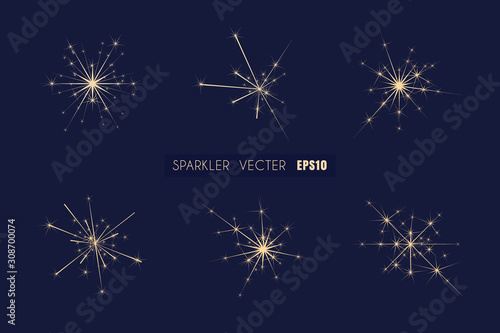 Sparkler elements vector for decoration photo