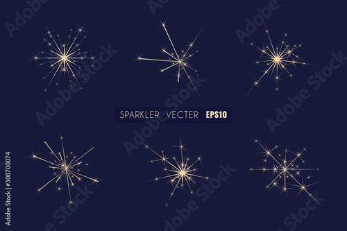 Sparkler elements vector for decoration