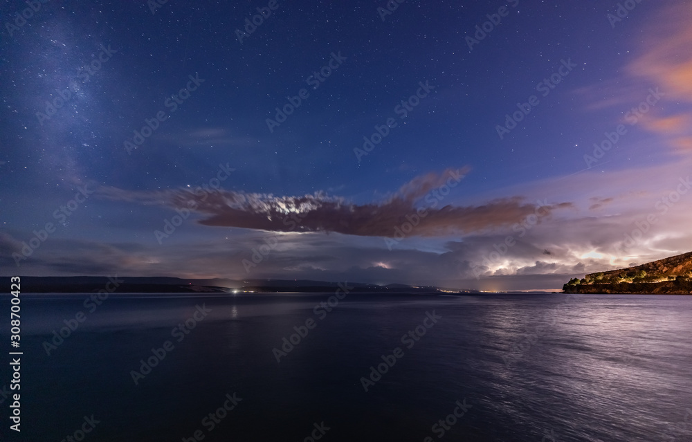 Fototapeta premium Lightning storm, Mimice, Omis, Dalmatia, Croatia