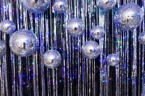 Background of several disco balls. Party concept.