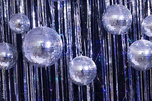 Background of several disco balls. Party concept.