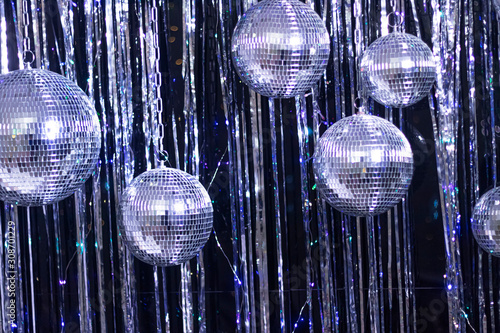 Background of several disco balls. Party concept.