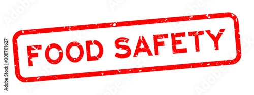 Grunge red food safety word square rubber seal stamp on white background