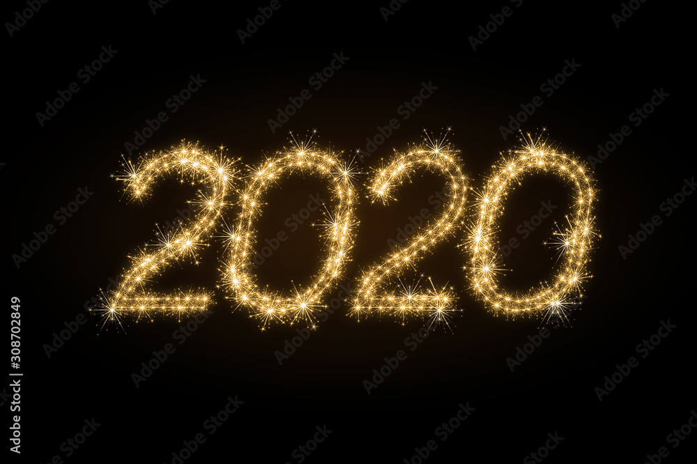 Happy new year 2020 in sparkler style Happy new year 2020 in sparkler style