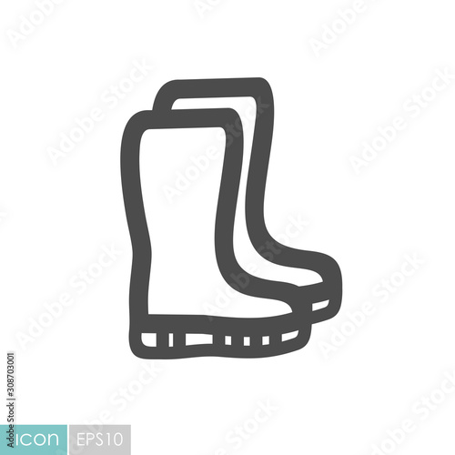 Rubber boots, gumboots, wellies flat vector icon