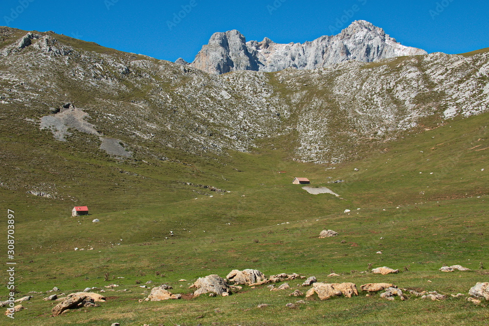 Landscape in Picos de Europa at the trail Puertos de Aliva in Cantabria,Spain,Europe