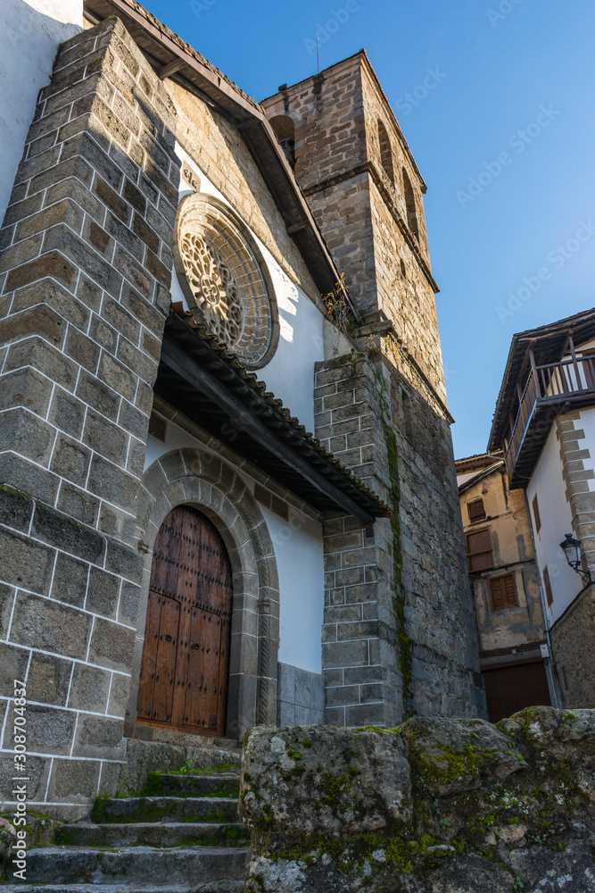Naklejka premium Church of the Assumption in Candelario in the province of Salamanca, the date of construction is the fourteenth century (Spain)