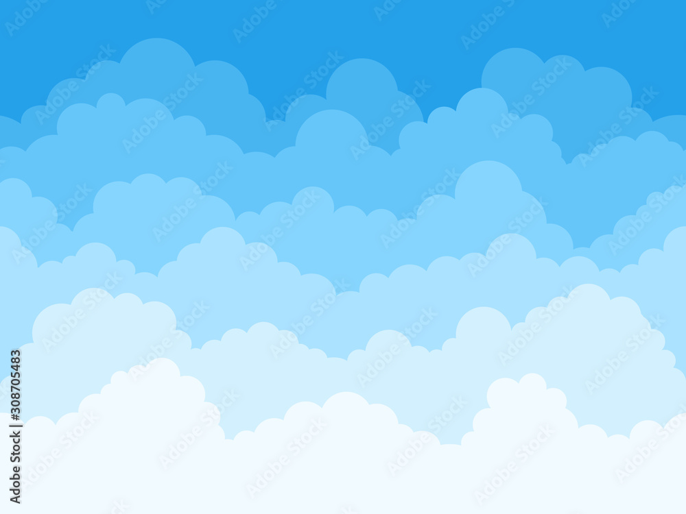 Cloudscape seamless pattern, cartoon fluffy clouds in blue sky, vector  background. Cloudy summer sky with fluff clouds pattern, fresh air or  heaven and kids cartoon design Stock Vector Image & Art 