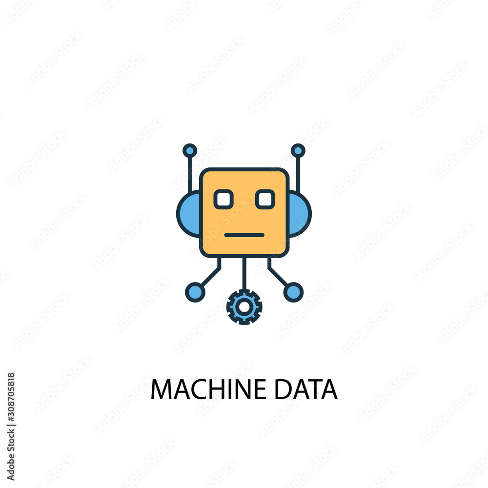 Machine Data concept 2 colored line icon. Simple yellow and blue ...