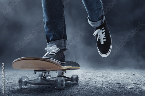 Skateboarder skateboarding on the street