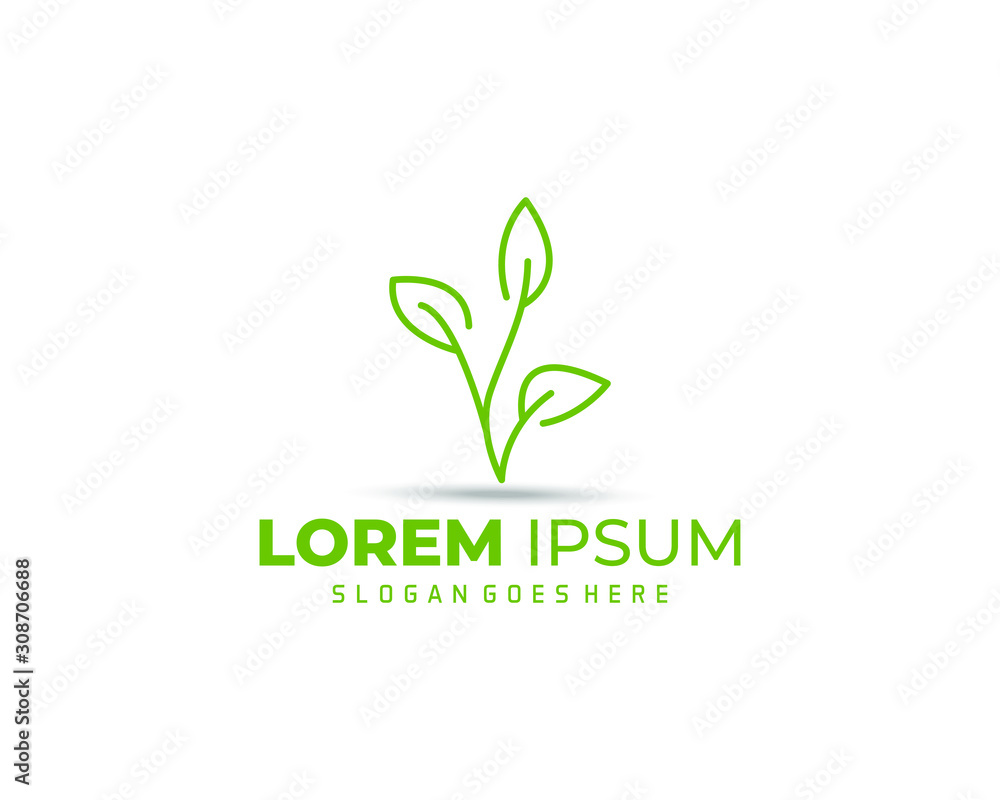 Vector tree, Green line shape logo. Abstract emblem, design concept, logo, logotype element for template. Vector tree, Green line shape logo. Abstract emblem, design concept, logo, logotype element for template.